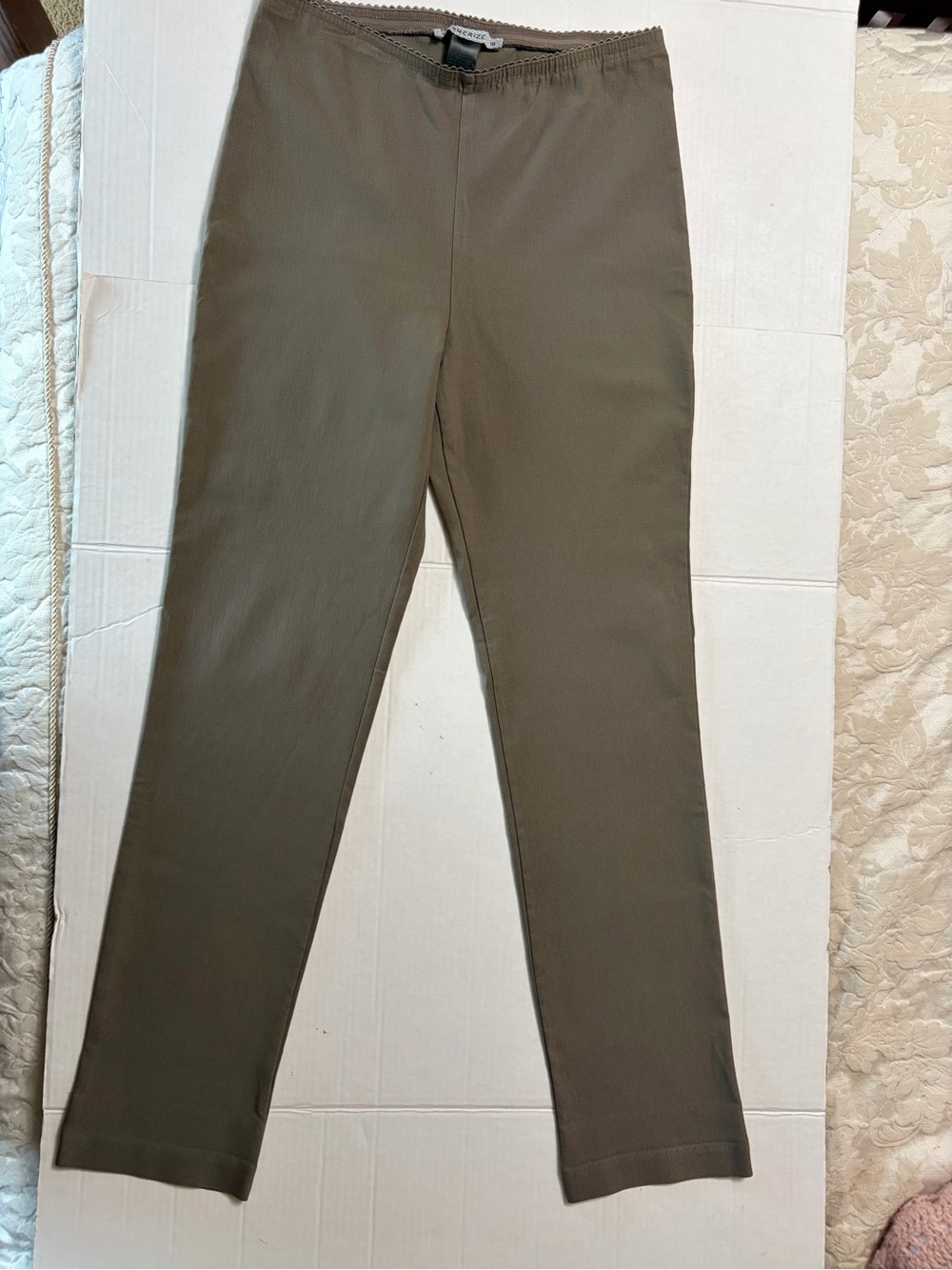 Mesmerize Stretch Pull On Career Pants Taupe Brown Sz 10